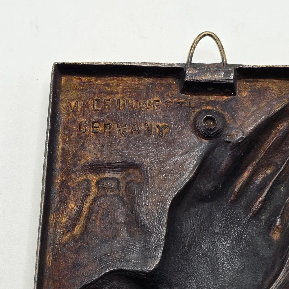 Vintage Praying Hands Wall Plaque Brass West Germany Durer AD Religious‎ Art MCM